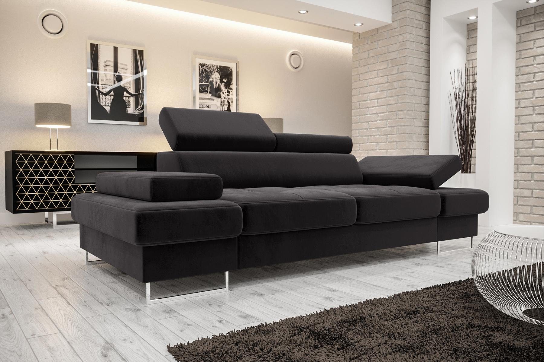 Schwarz Sofa, Mit Bettfunktion JVmoebel