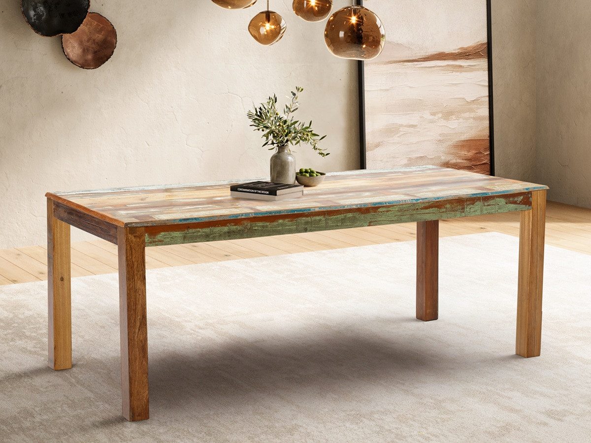 Main Möbel Esstisch Esstisch 180x90cm 'Hawkins' recyceltes Altholz mehrfarbig lackiert