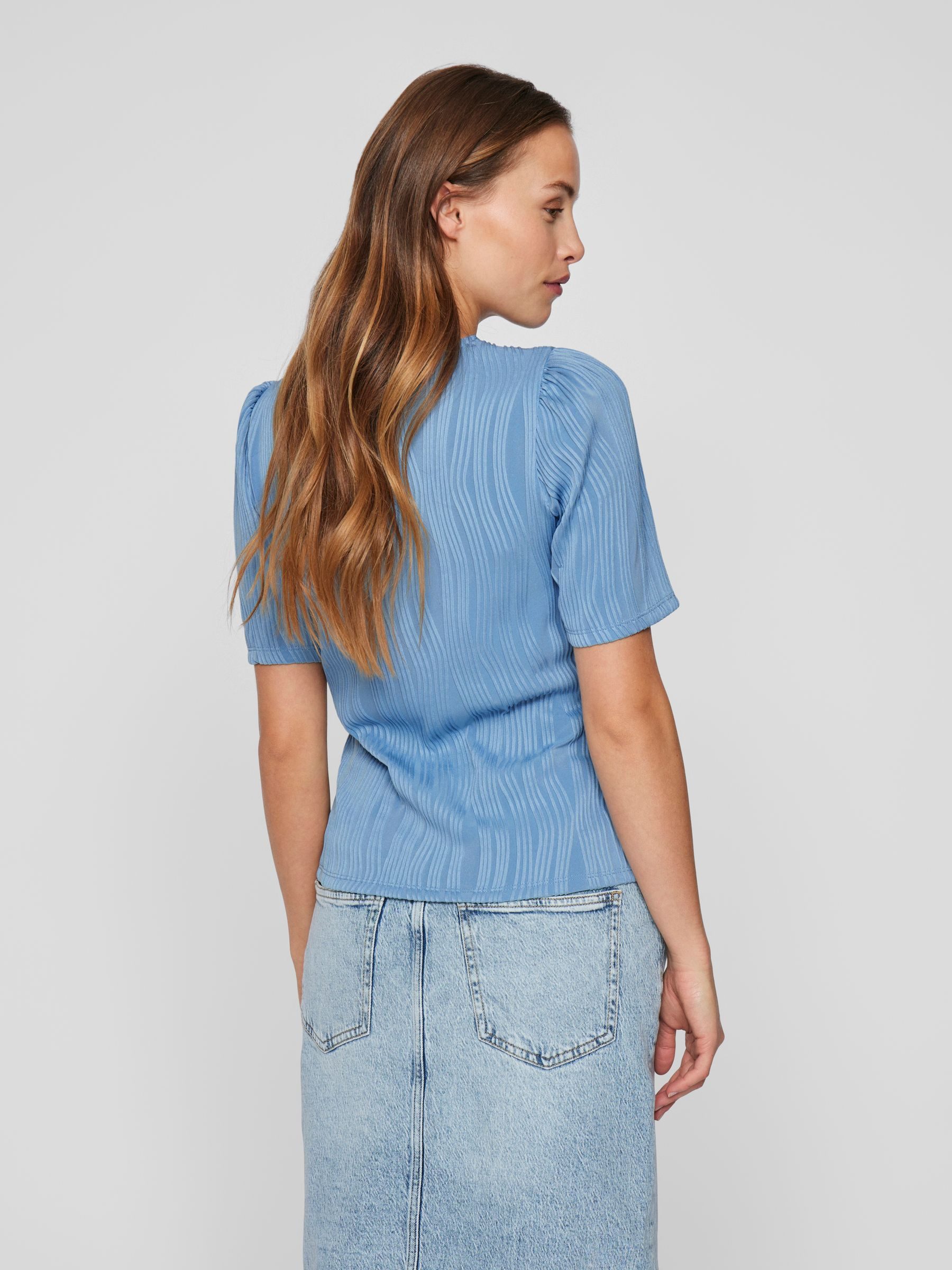 Vila T-Shirt mit Strukturmuster und halblangen günstig online kaufen
