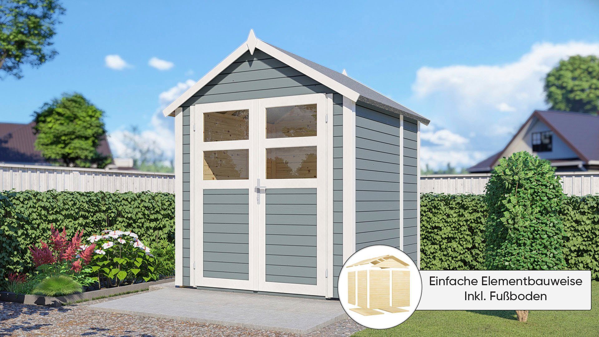 KONIFERA Gartenhaus Visby 2, BxT: 201x191 cm, Inklusive Fussboden, in 4 Größen und 2 Farben