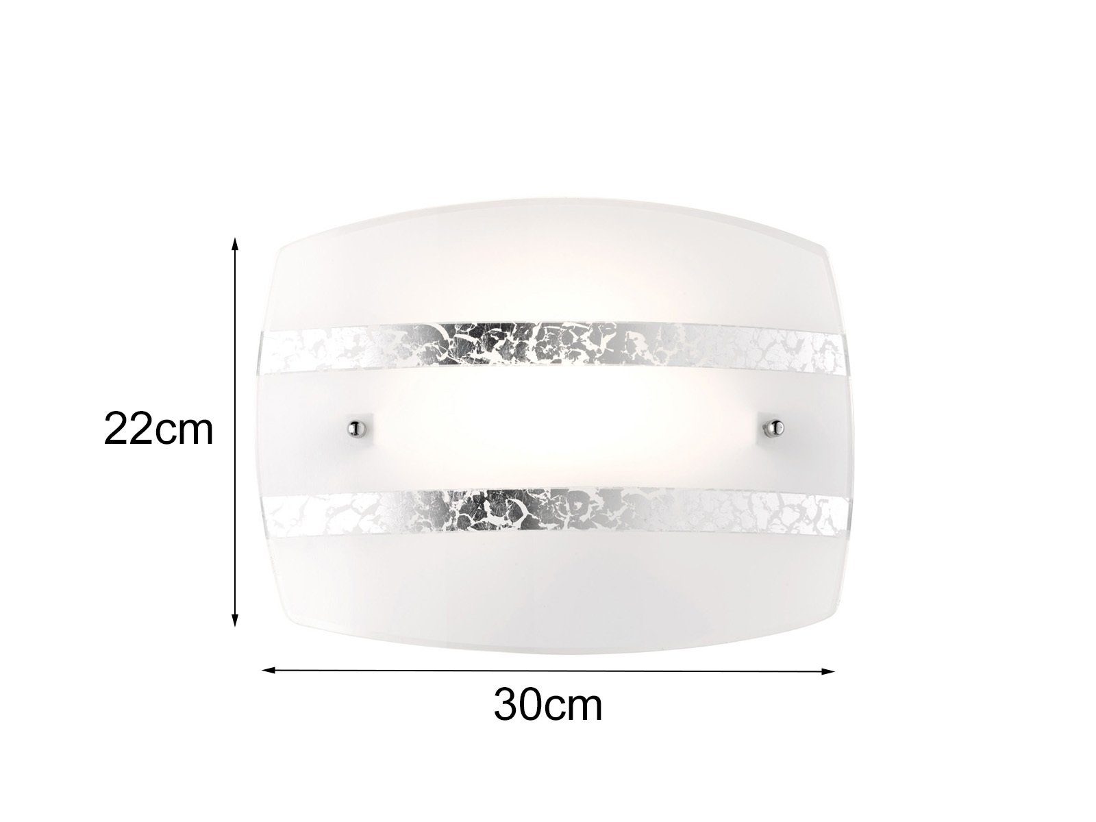 meineWunschleuchte LED Wandleuchte, Silber Breite mit innen Lampenschirme Milch-glas wechselbar, LED Warmweiß, 30cm Dekor Design
