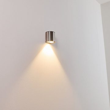 hofstein Außen-Wandleuchte »Aviano« LED Außenwandlampe aus Metall/Glas in Edelstahl, 3000 Kelvin, 6 Watt, 600 Lumen, mit Lichteffekt für Terrasse/Hof/Haustür, IP44