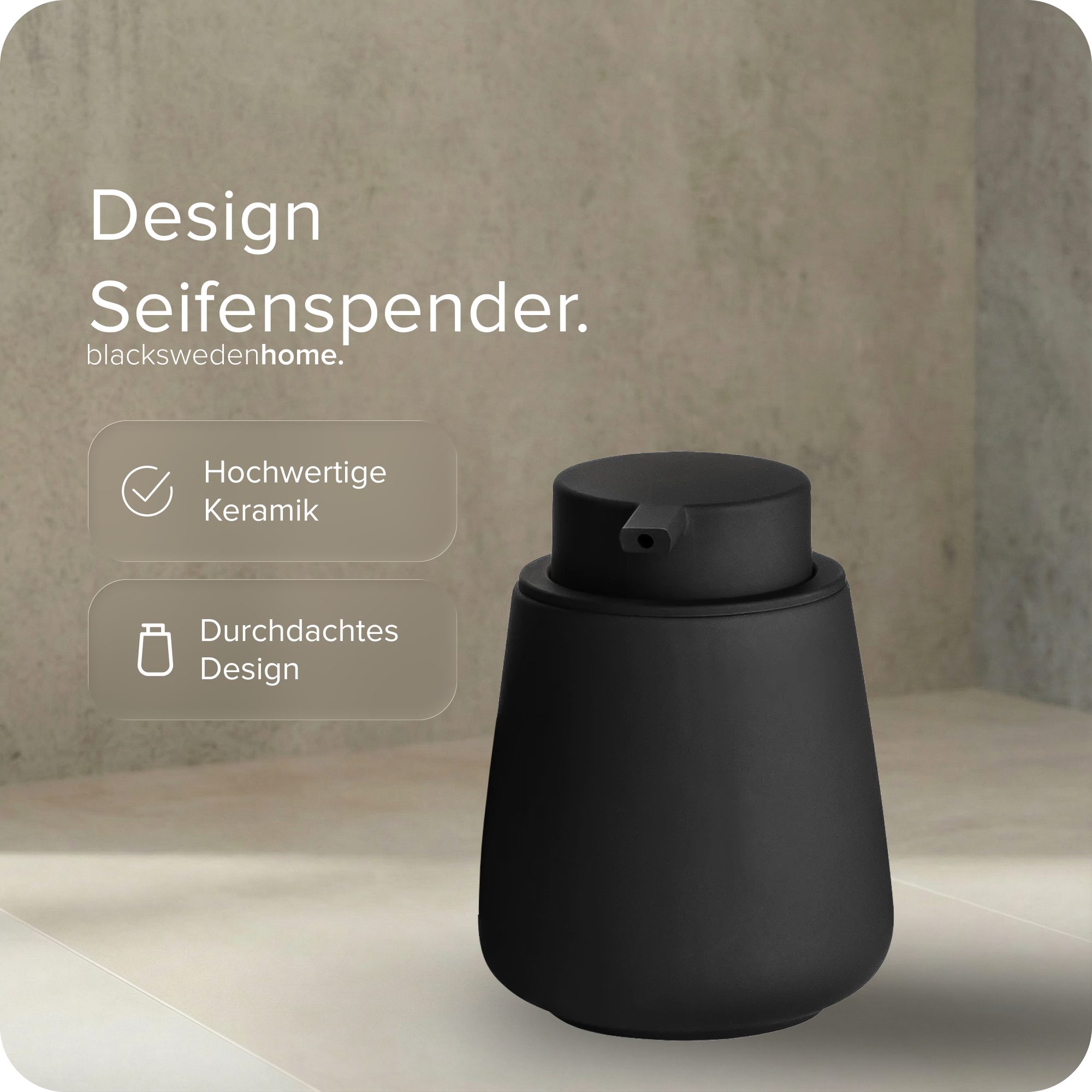 blackswedenhome. Seifenspender Seifenspender aus Keramik mit Soft Touch Oberfläche - Modernes Design, Soft Touch Oberfläche