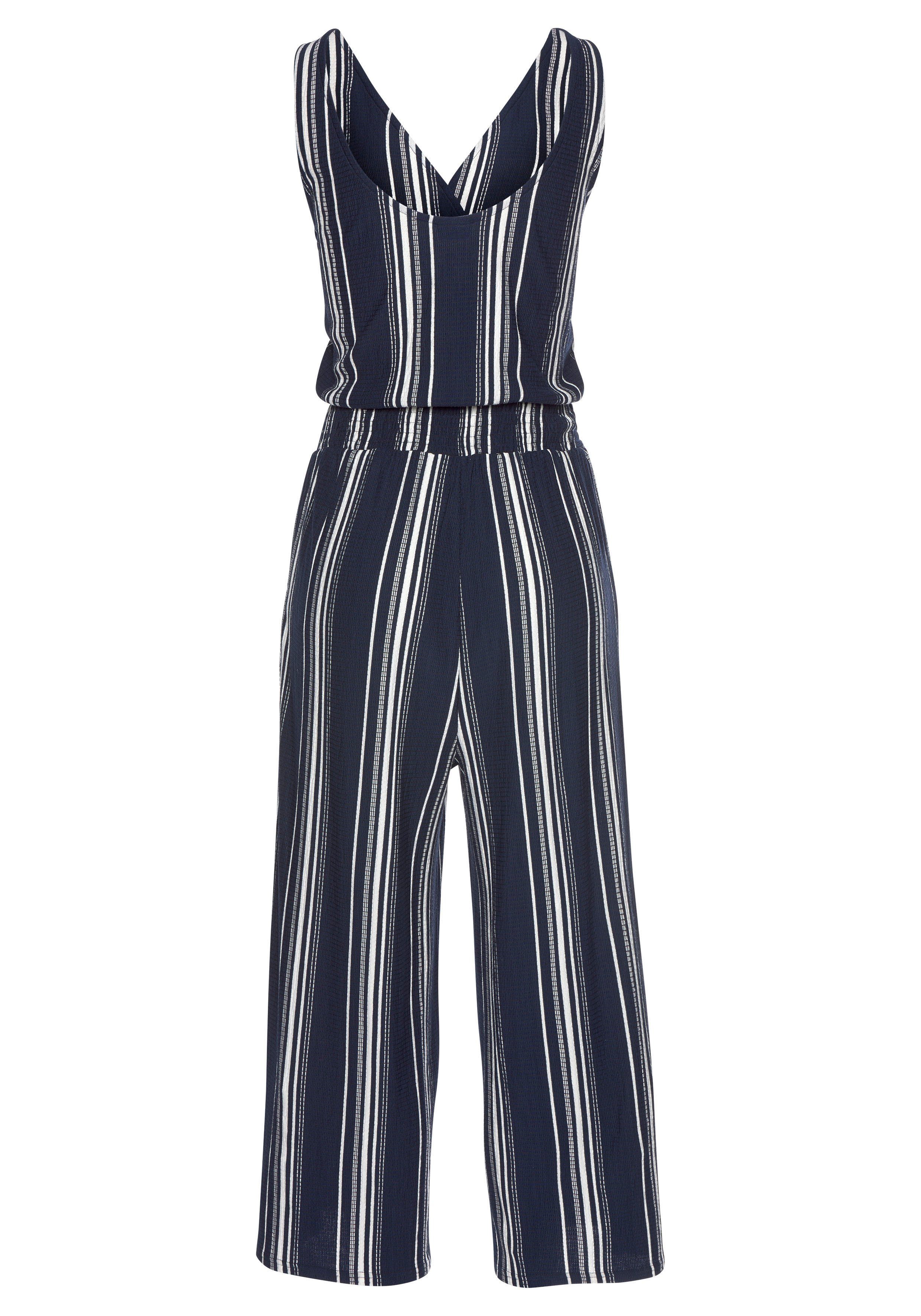 LASCANA Culotte-Overall aus strukturierter Ware, sommerlicher Jumpsuit mit Streifen – Bild 4 von 5
