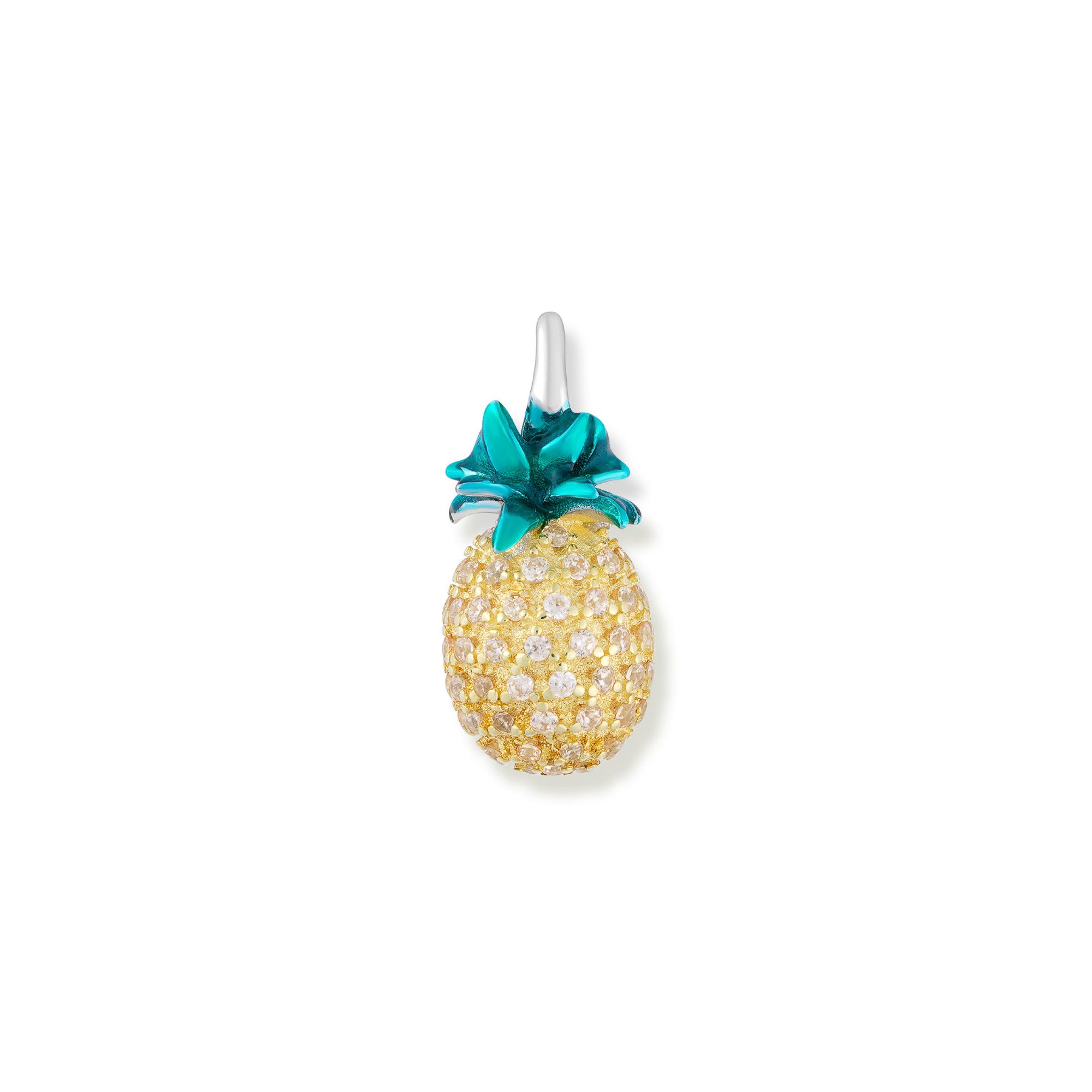 Seinerzeit FLORA & FAUNA Kettenanhänger Ana Ananas Anhänger (1-tlg), Material: 925 Sterling Silber, rhodiniert, vergoldet mit Emaille