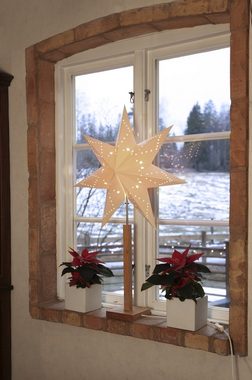 EGLO Papierstern Karo, Tisch Weihnachtsstern, Deko-Stern beleuchtet, Fenster, weiß mit Kabel