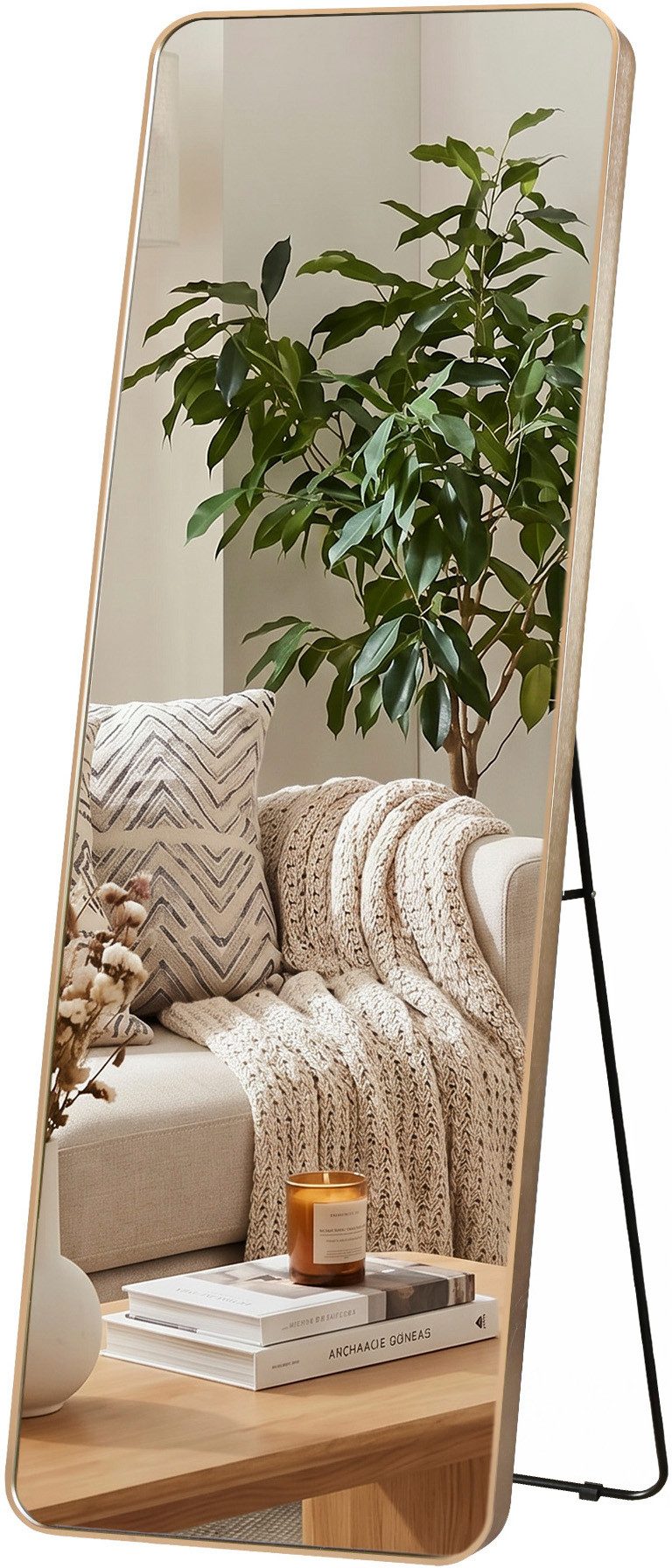 OTTO home Spiegel Standspiegel Addrik, wahlweise in 2 Größen 150x40cm oder 160x50cm (als Wandspiegel und Standspiegel einsetzbar, Rahmen aus Metall), Ganzkörper – Bild 3 von 5