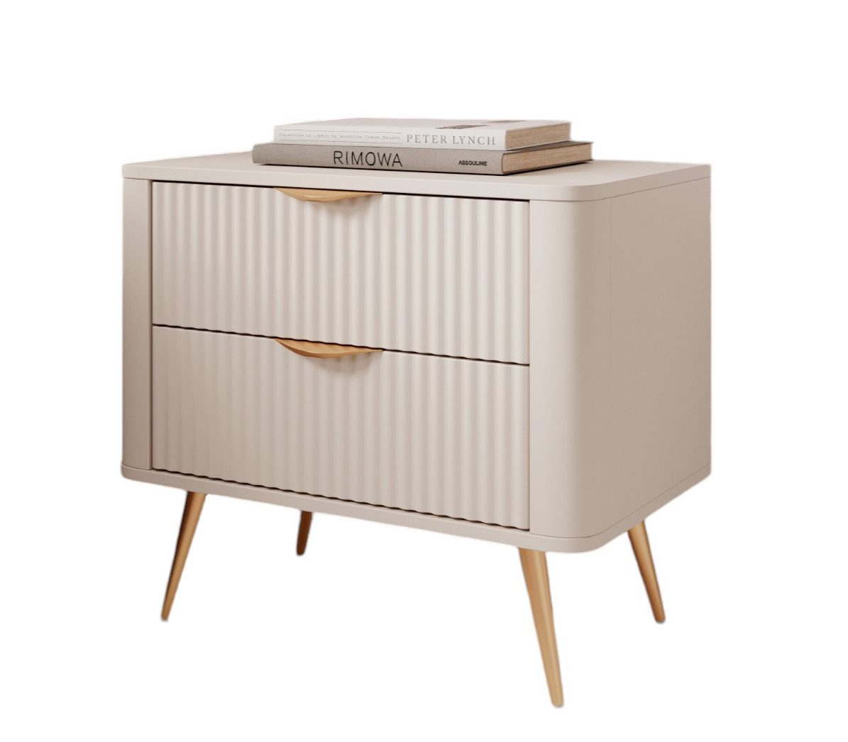 Compleo Nachttisch mit 2 Schubladen auf hohen Beinen BELLO Lamellen günstig online kaufen