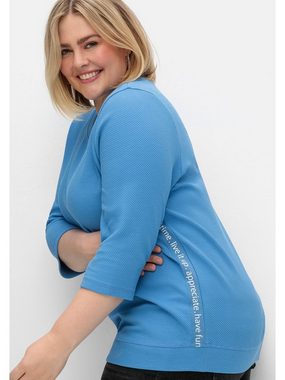 Sheego Sweatshirt Große Größen aus Waffelpiqué, mit Zierband seitlich