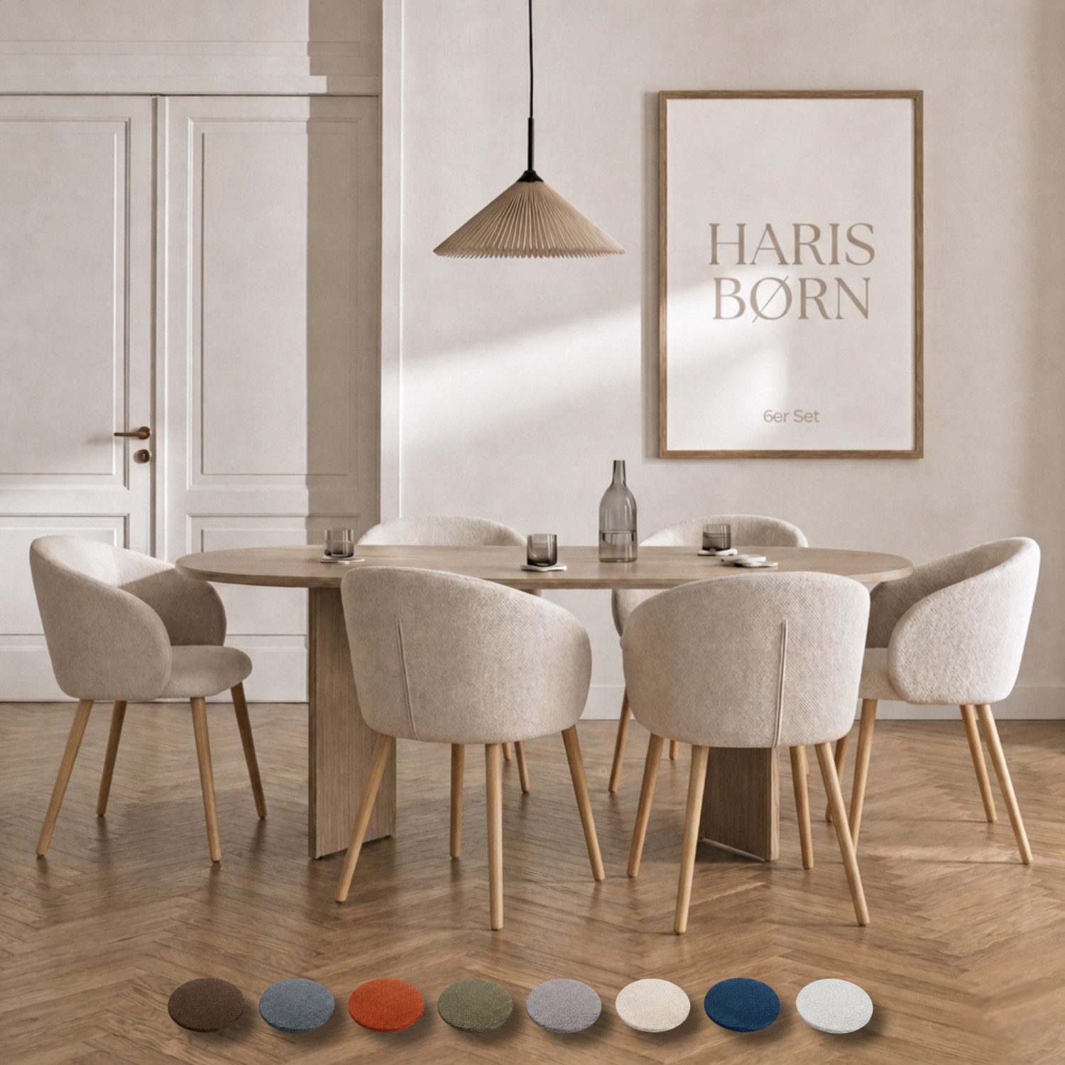 Haris Børn Esszimmerstuhl mit Armlehnen - Hochwertige Polsterstühle für Esszimmer (Set, 6 St), Premium Esszimmer Stühle & Wohnzimmer Stühle