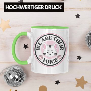 Trendation Tasse Trendation - Veganer Tasse Geschenk We Are Their Voice Statement Vegetarier Geschenkidee Tierschutz Tierschützer