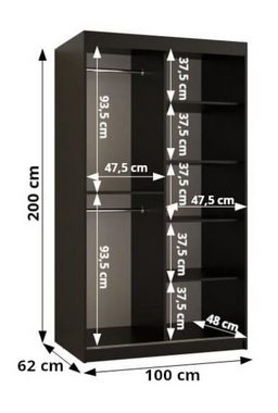 MOEBLO Schiebetürenschrank DEMETER 1 (kiefermuster, mit/ ohne Schubladen, Schwebetürenschrank Schrank Garderobe Schiebtüren Schlafzimmer Wohnzimmerschrank) (BxHxT):100/120/150/180/200/250x200x62 cm