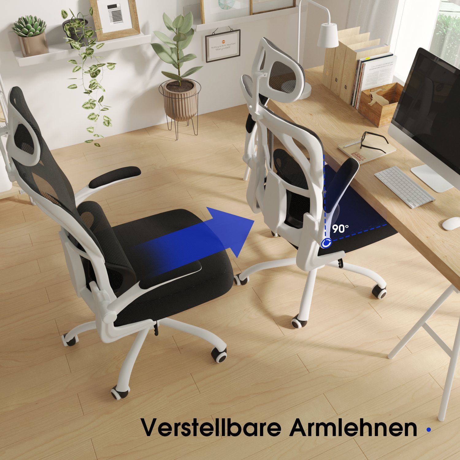 mit Bürostuhl Bürostuhl Lendenwirbelstütze Weiß Ergonomischer HOMALL