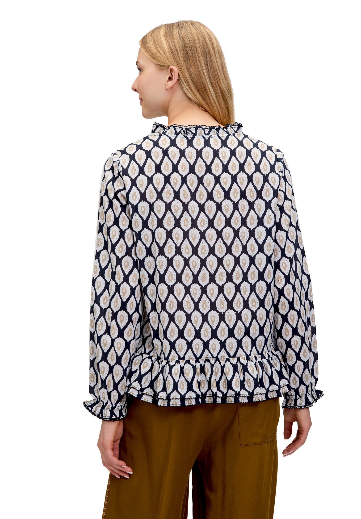 Cartoon Schlupfbluse Damen mit Raffung