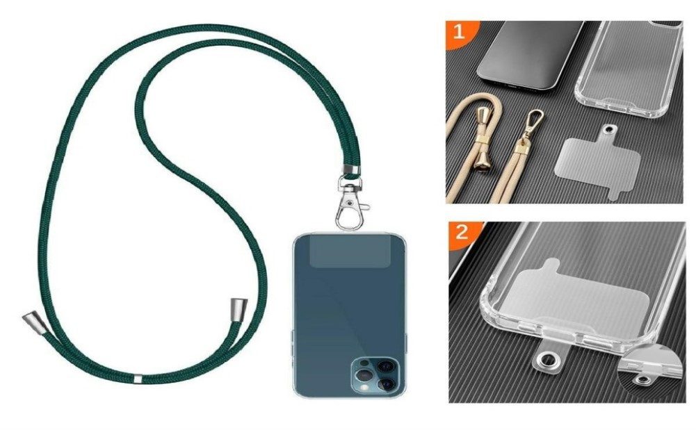 OLi Handykette Universal Umhänge kette Kordel Band Schnur für Alle Handyhülle Schwarz, für Smartphone Stabiles Kordel mit sicheres Halterung