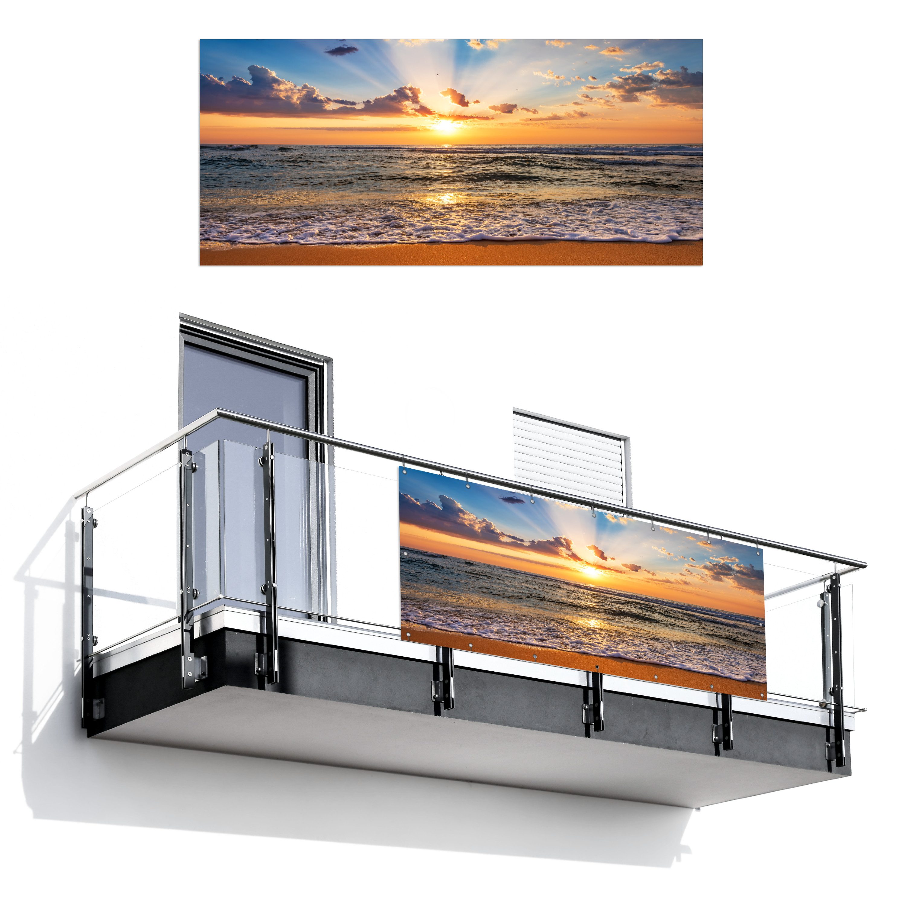 MuchoWow Balkonsichtschutz Strand - Sonnenuntergang - günstig online kaufen