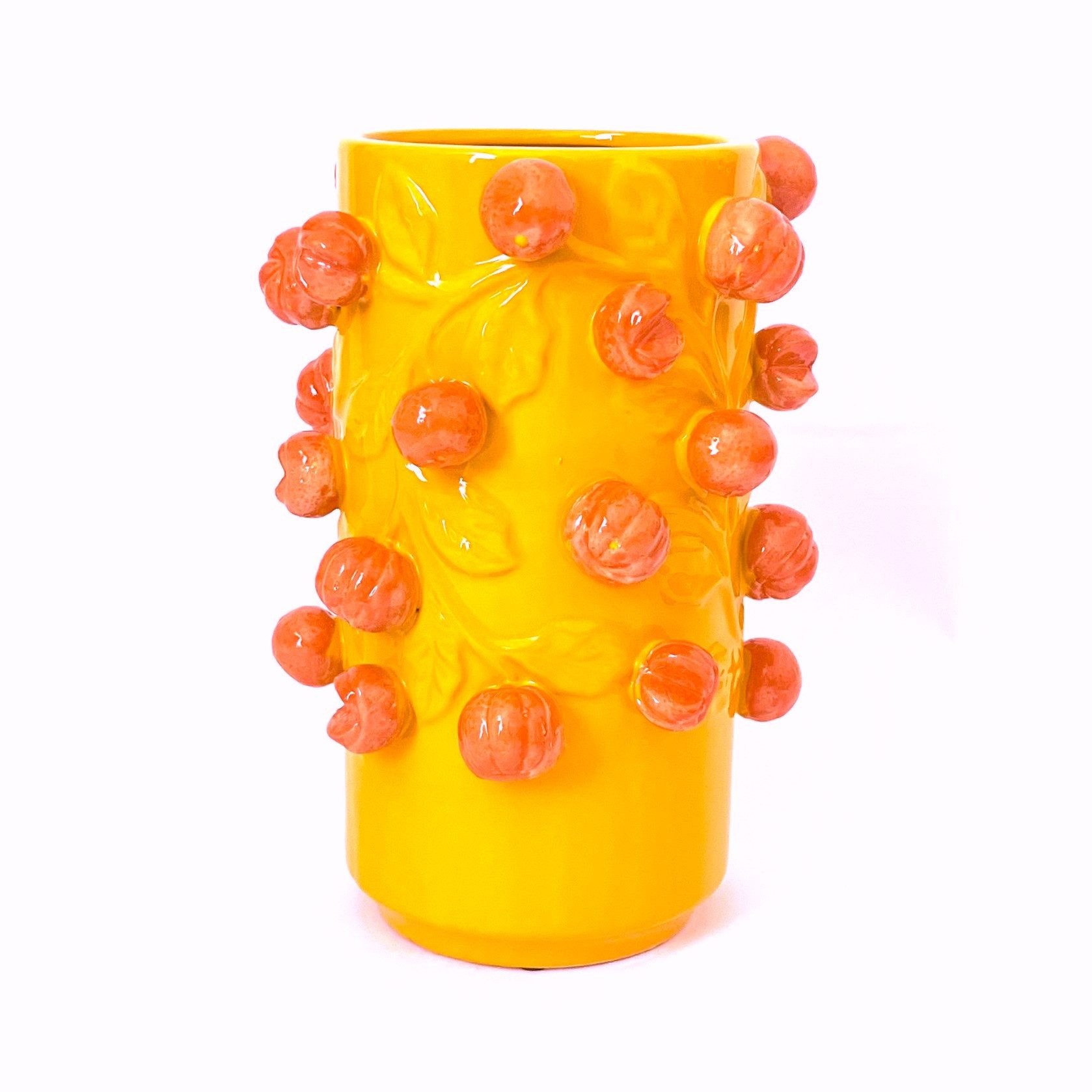 Dekovase Vase Zylinder Sommer Schmal Gelb Orange Modern 31 cm