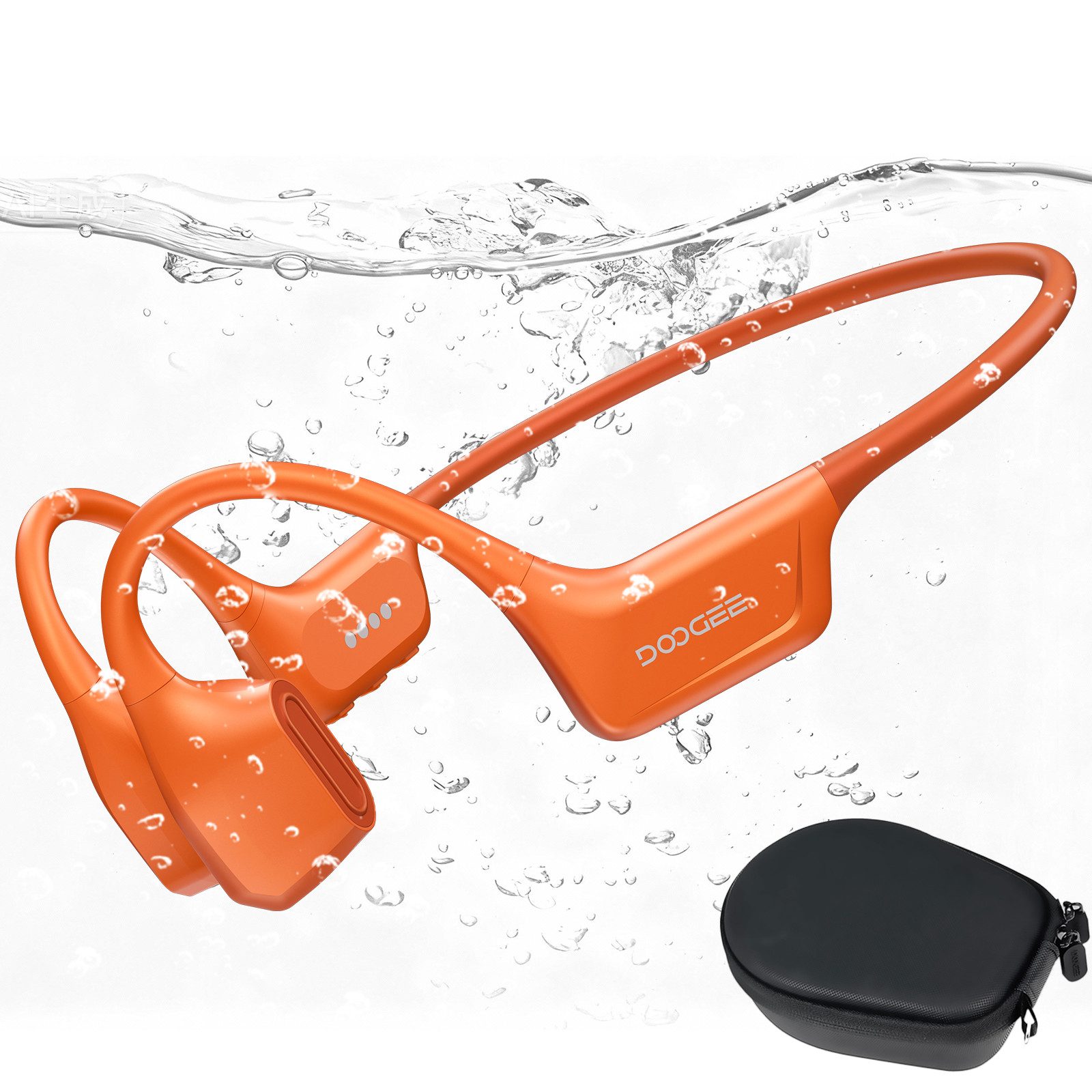 DOOGEE kopfhörer bluetooth knochenschall kopfhörer sport wasserdicht 64GB MP3 Bluetooth-Kopfhörer (Bluetooth, Bluetooth 5.4, 10H Akku, Open Ear, Sport für Schwimmen & Laufen)