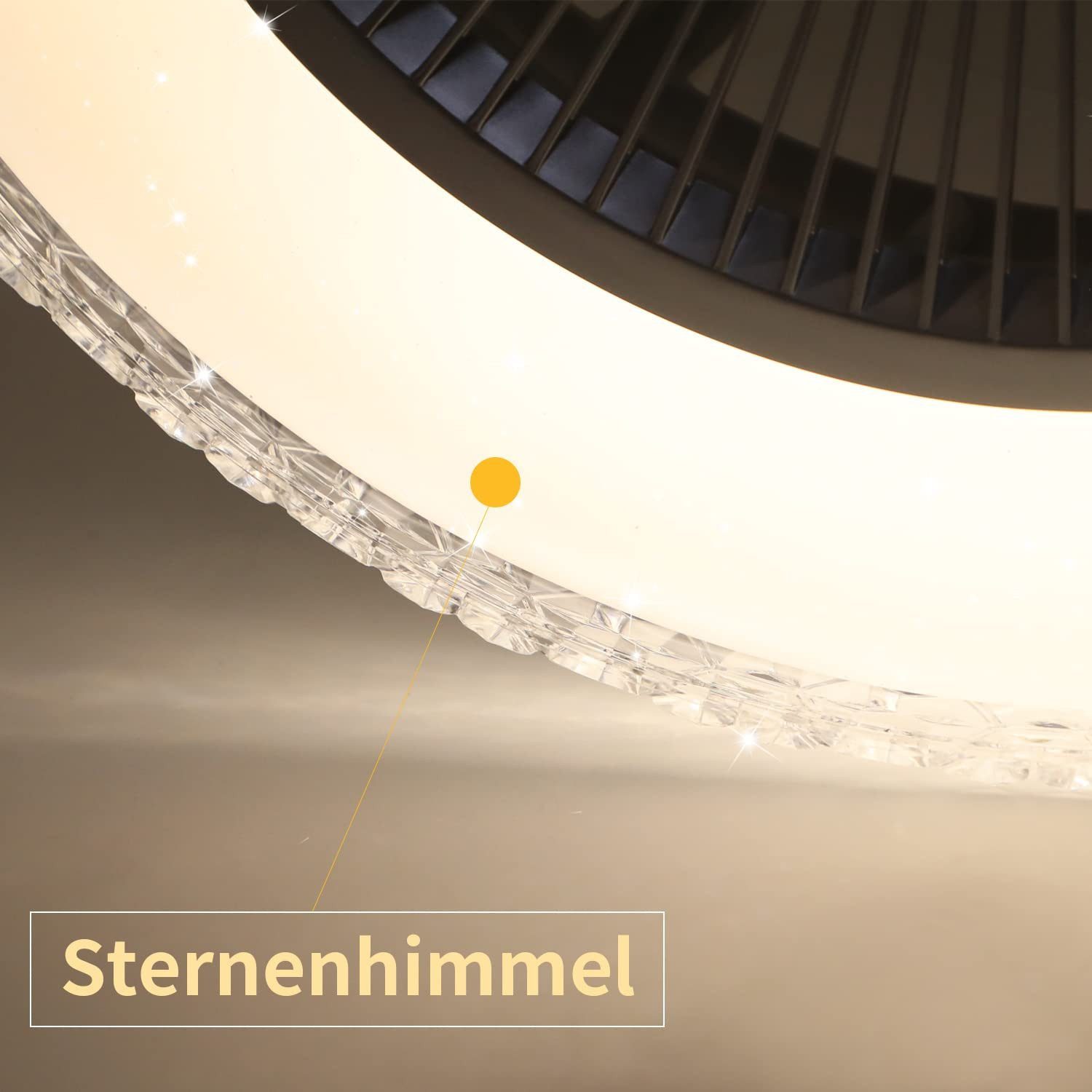 Nettlife Deckenventilator mit Licht und Fernbedienung 38W Leise LED Deckenleuchte Dimmbar, Schlafzimmer Wohnzimmer Esszimmer 49*49*20.5cm – Bild 4 von 5