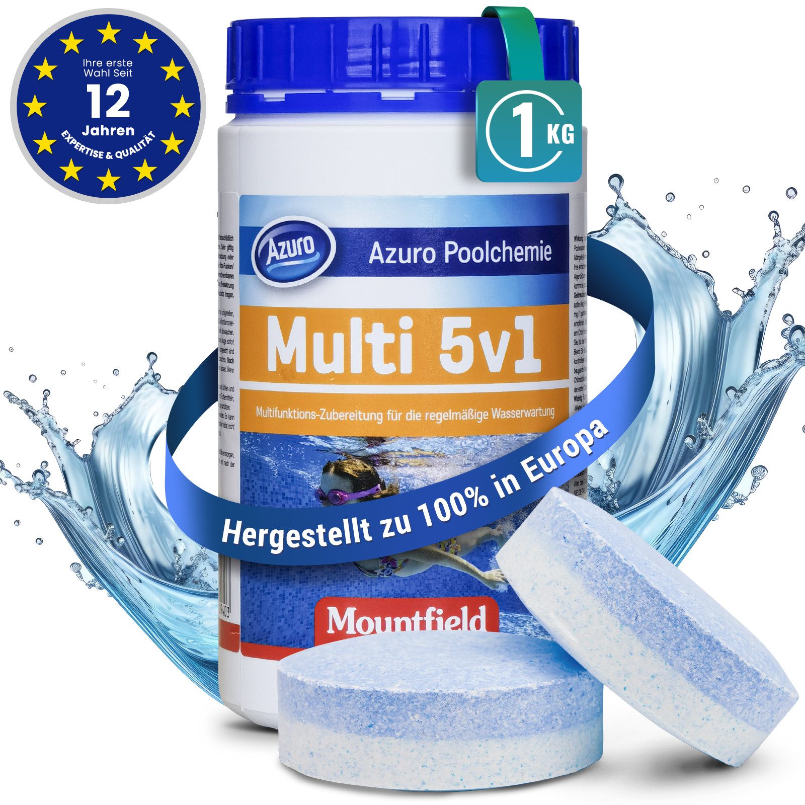 Azuro Chlortabletten 5 in 1 Chlor Multitabs 200g langsamlöslich für Pools, günstig online kaufen