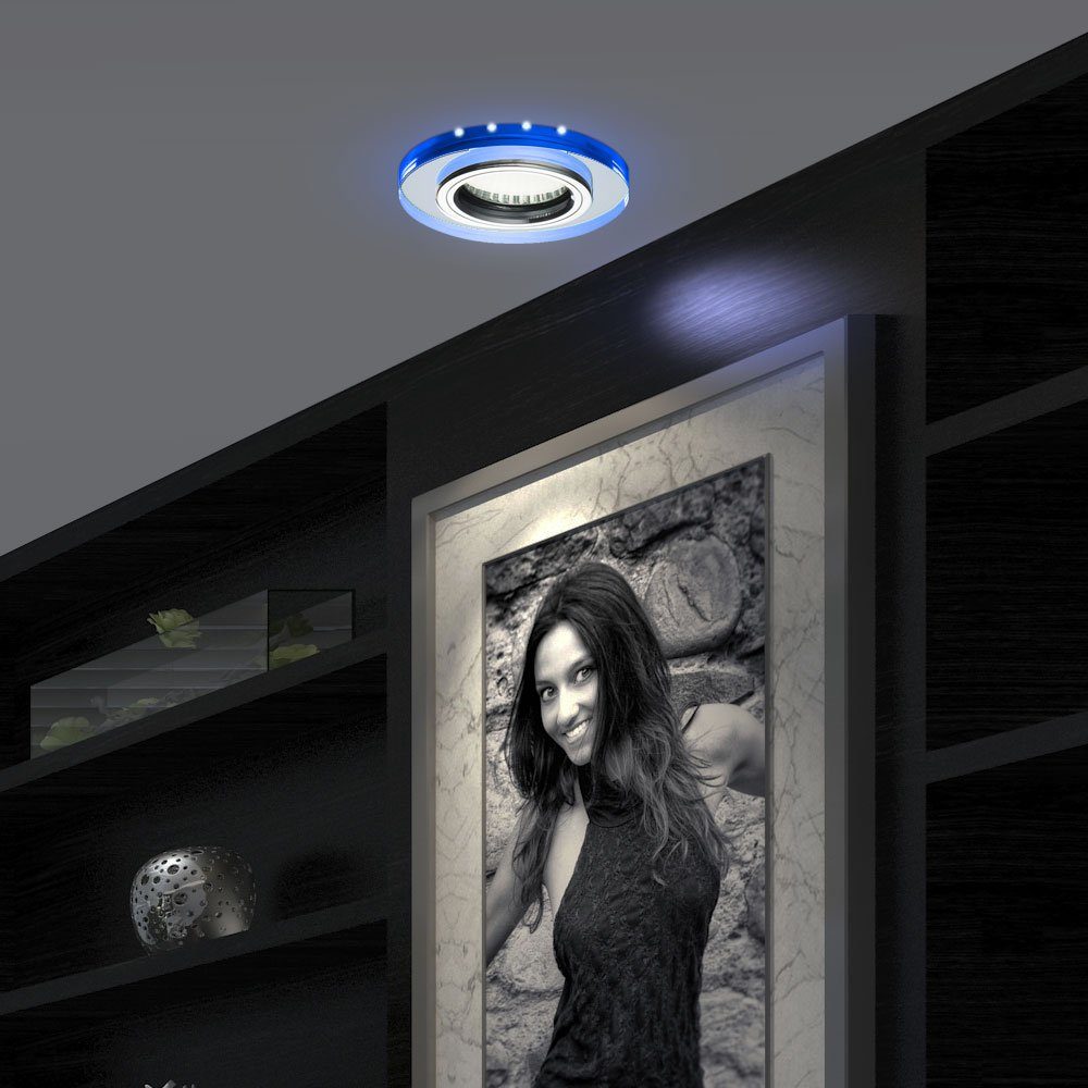 etc-shop LED Einbaustrahler, Wohn Leuchtmittel Warmweiß, Leuchte LED inklusive, Decken Deko Beleuchtung blau Zimmer Einbau