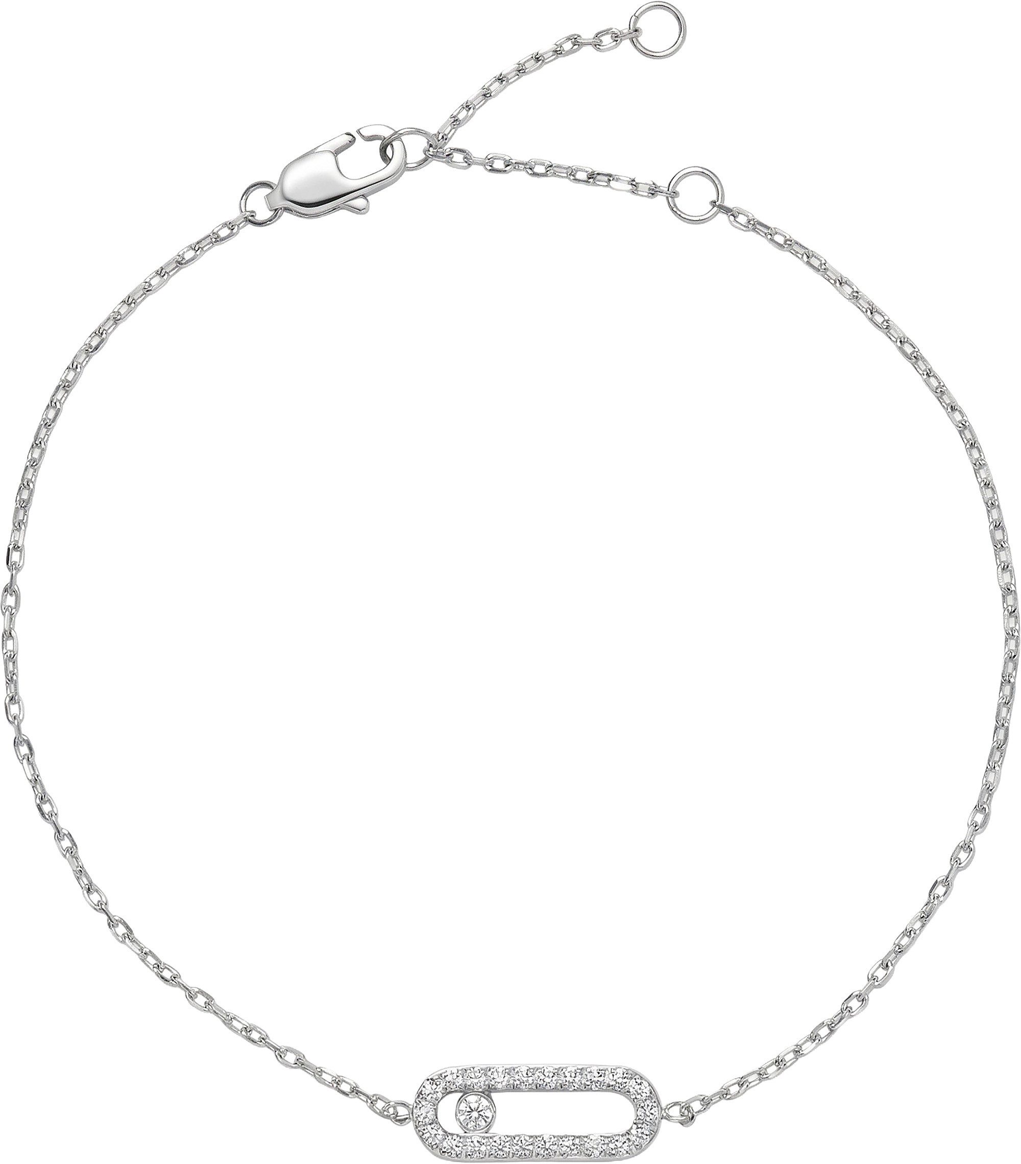 Jacques Lemans Edelstahlarmband Oval, mit Zirkonia (synth)