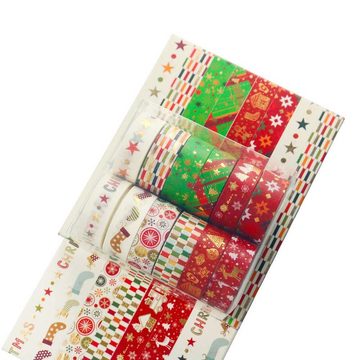 Lubgitsr Klebeband Weihnachts Washi Klebeband,12 Rollen Washi-Klebeband Dekoratives (12-St)