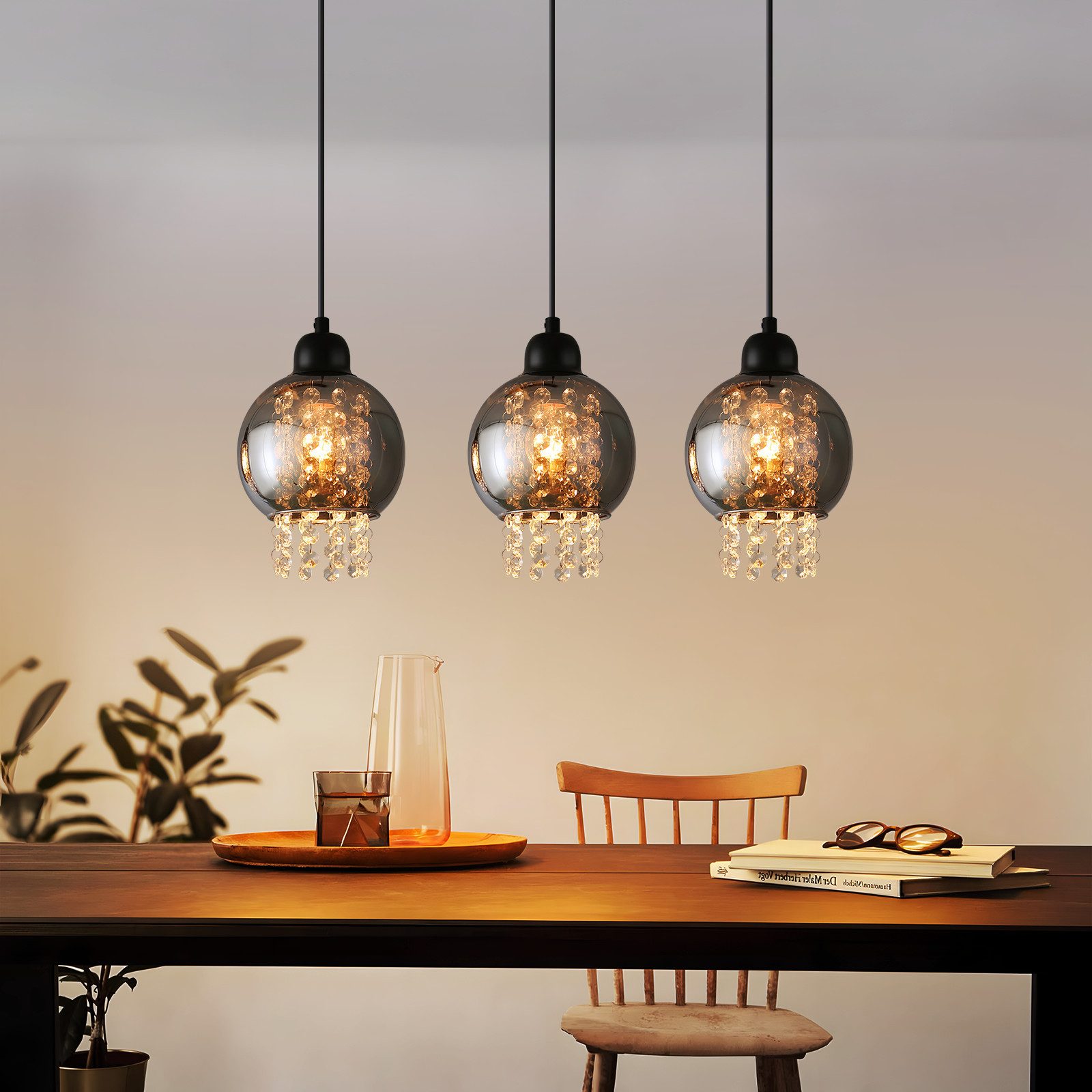 Nettlife Pendelleuchte Esstisch Glas Kristall E27 günstig online kaufen