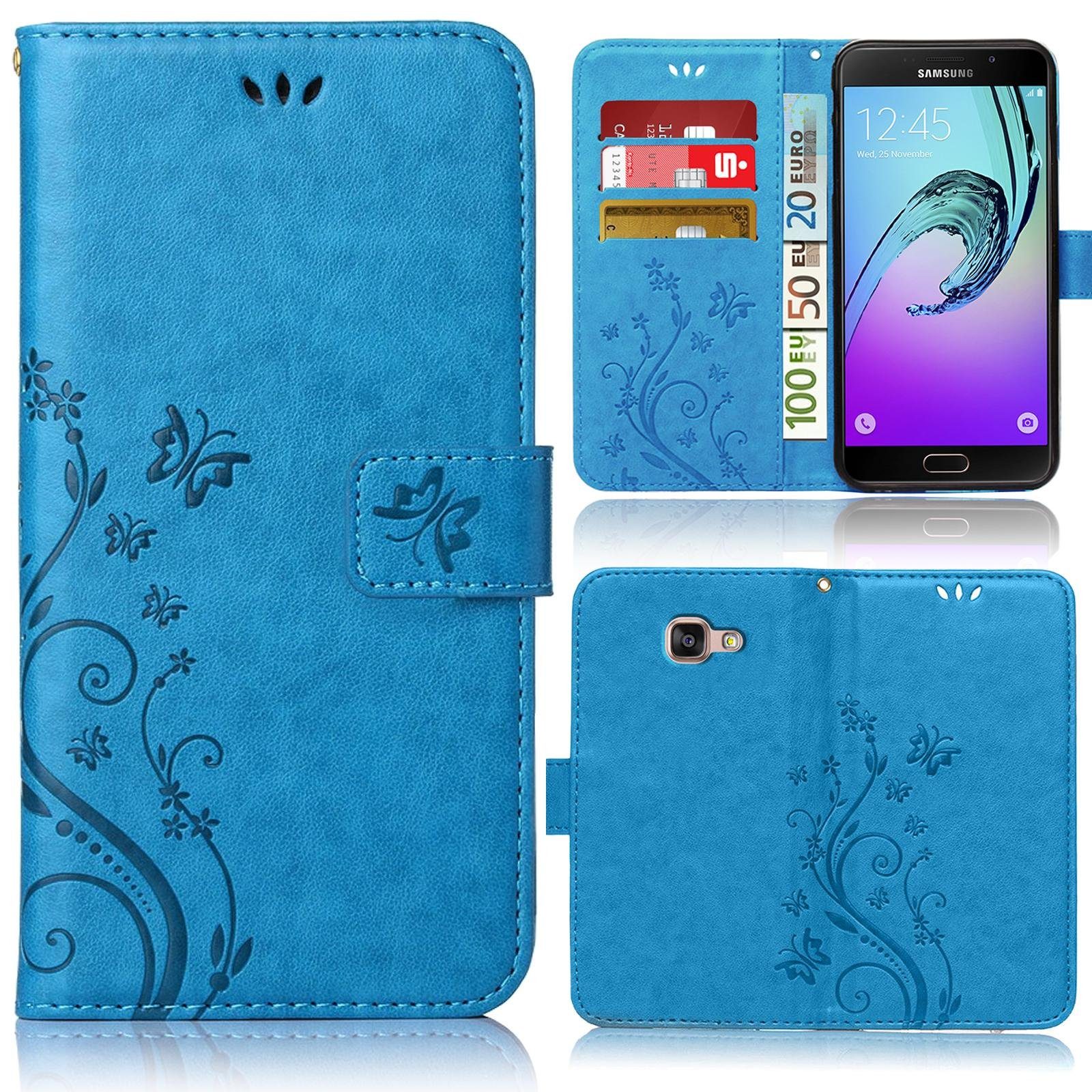 Numerva Handyhülle Bookstyle Flower für Samsung Galaxy A5 2016, Handy Tasche Schutzhülle Klapphülle Flip Cover mit Blumenmuster