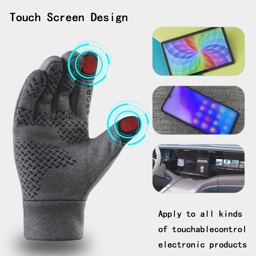 nsihing Fahrradhandschuhe Damen Herren Warme Winterhandschuhe wasserdichte Fleecehandschuhe Touchscreenhandschuhe Winddichte Laufhandschuhe rutschfeste – Bild 3 von 5