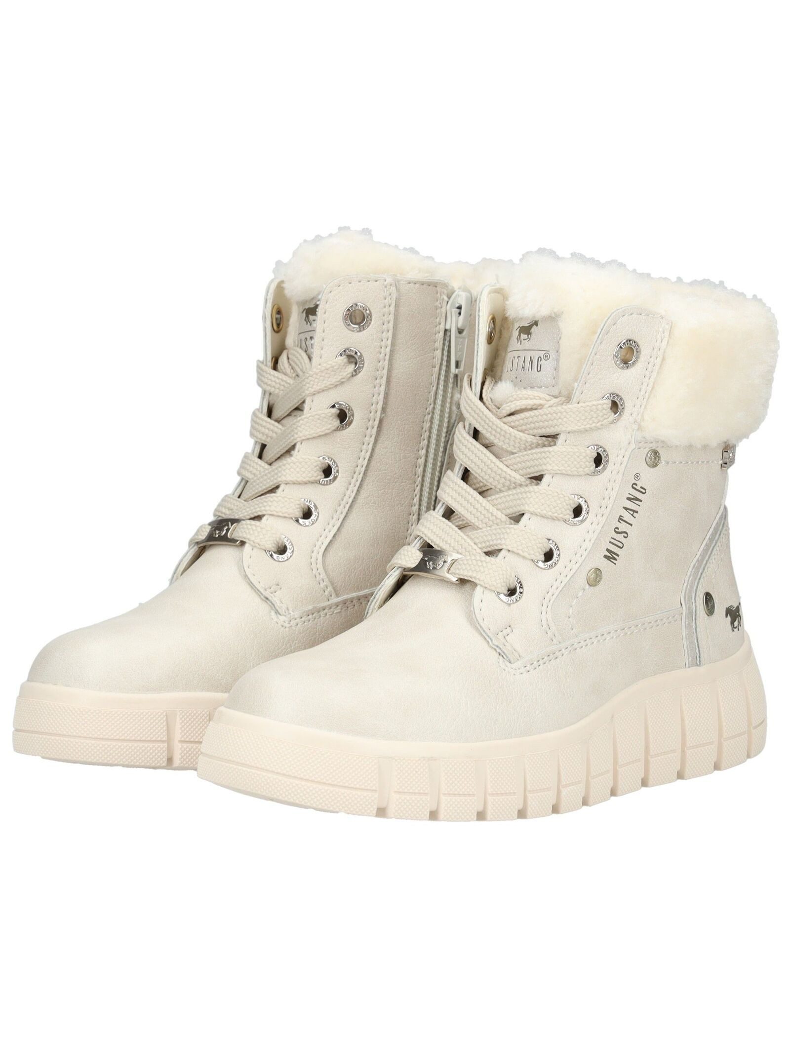 MUSTANG Stiefelette Lederimitat/Textil . Schnürstiefelette