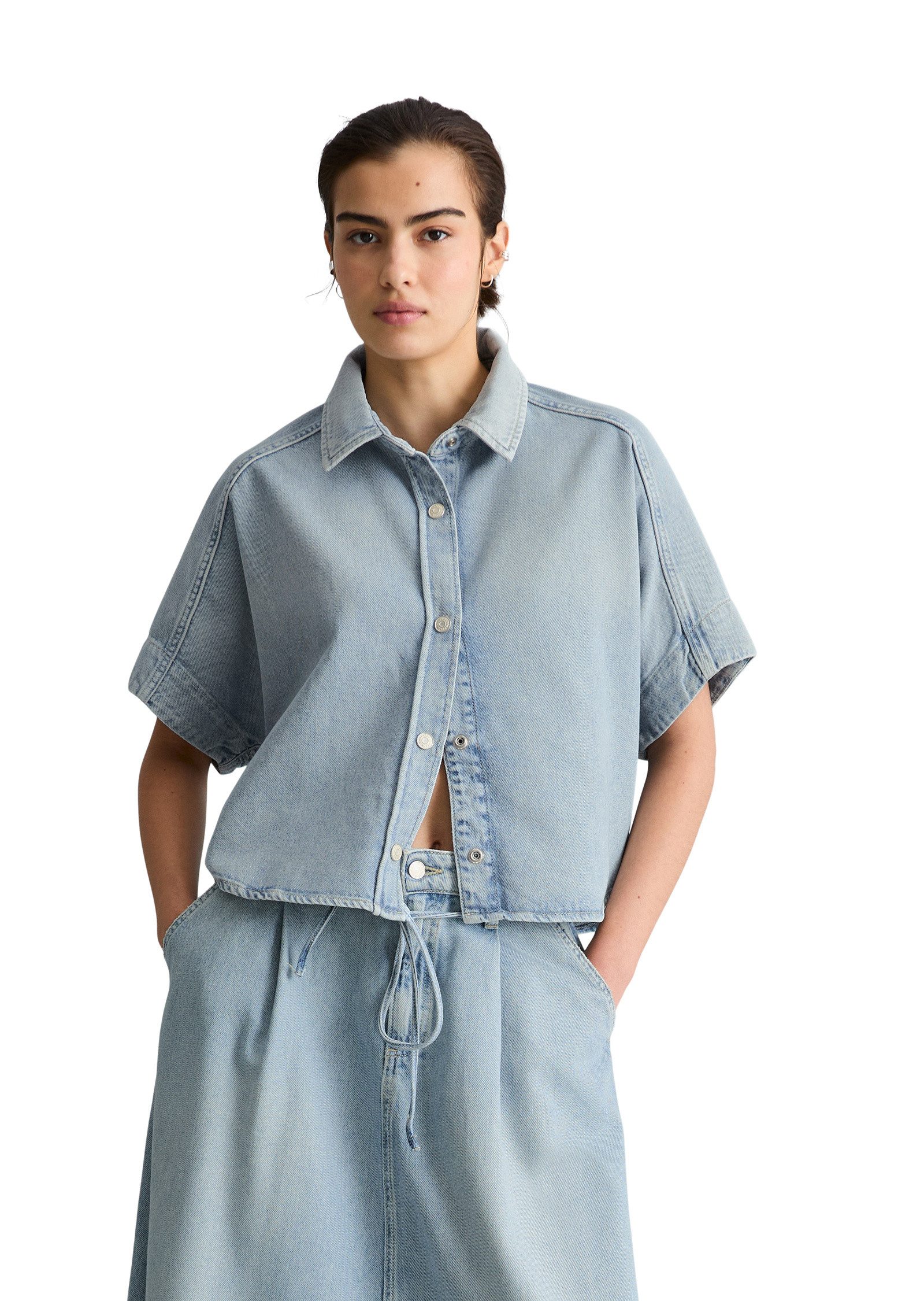 Jeansbluse aus reiner Baumwolle
