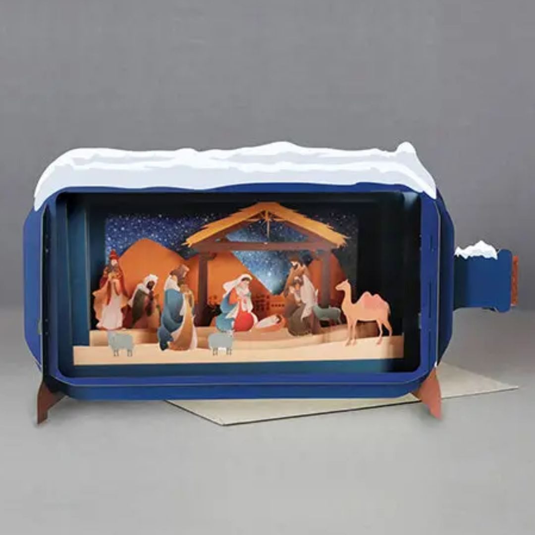 suebidou Weihnachtskarte 3D Pop Up Karte Weihnachten Flaschenpost zum Beschriften, nachhaltig, kreativ
