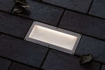 Paulmann LED Einbauleuchte Brick IP67 200x100mm 3000K 1,6W 50lm 230V Alu, Grau Metall, Edelstahl, LED fest integriert, Warmweiß, Bodeneinbauleuchte, Bewegungsmelder