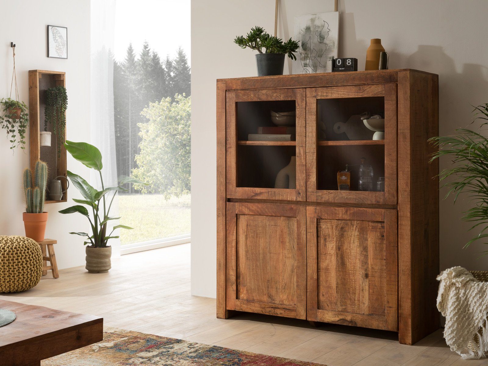 massivum Highboard Country aus Massivholz (1 St)