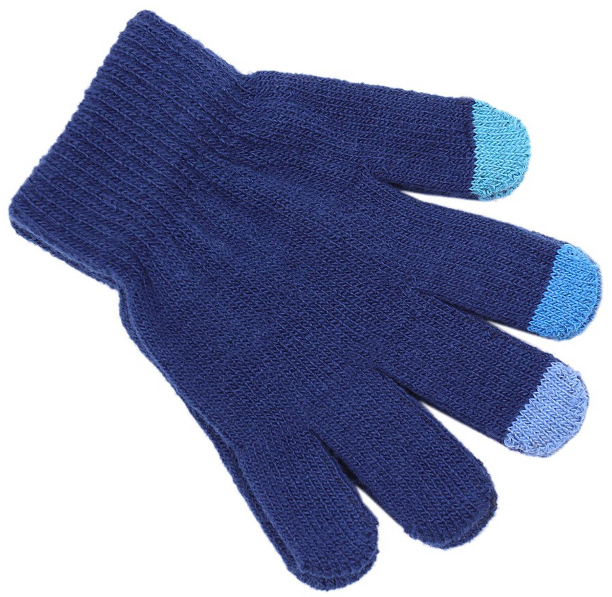 Sarcia.eu Strickhandschuhe REBEL Marineblaue Handschuhe für Touchscreens 7-13 Jahre