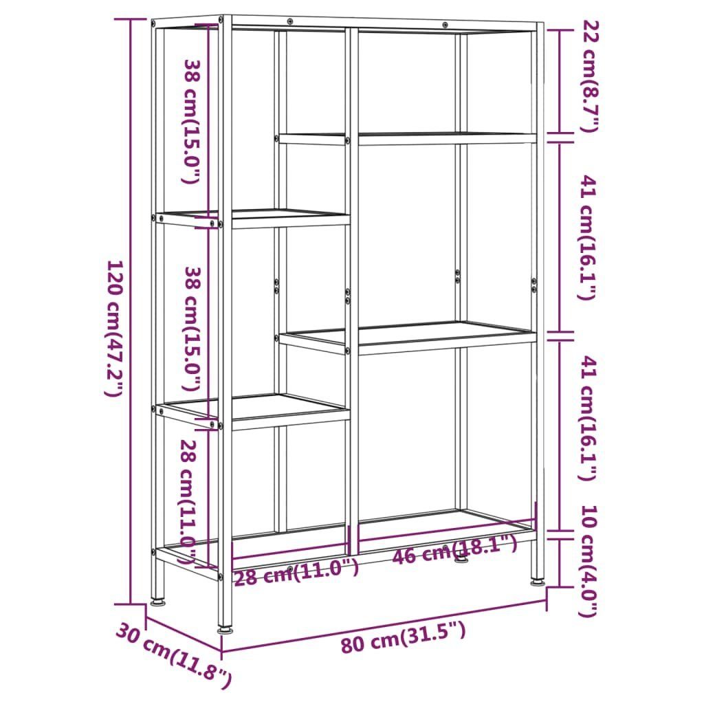 Stahl 80x30x120 Bücherregal Hellbraun 1-tlg. und Bücherregal vidaXL Holzwerkstoff, cm