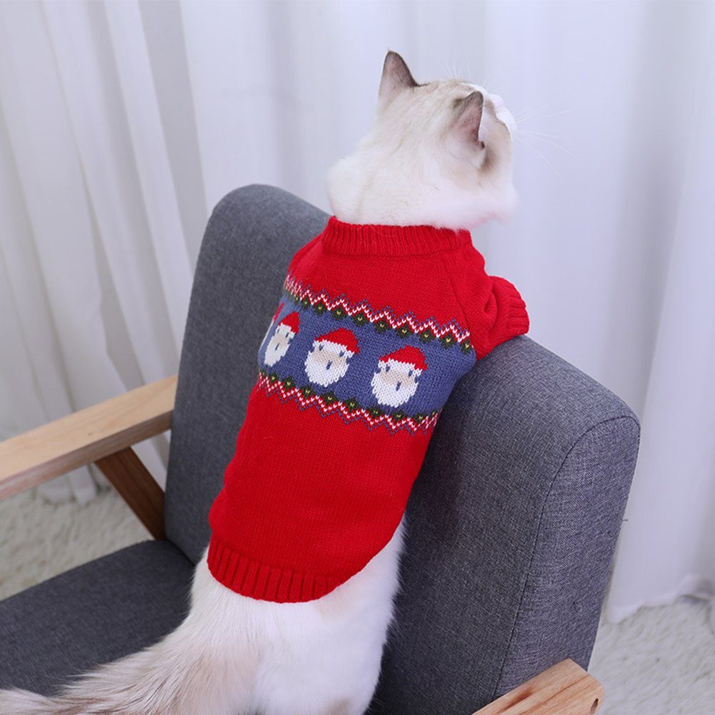 Warme pullover Strickwaren Katze Weihnachten Hundewindel Winter Haustier Kleidung Katde