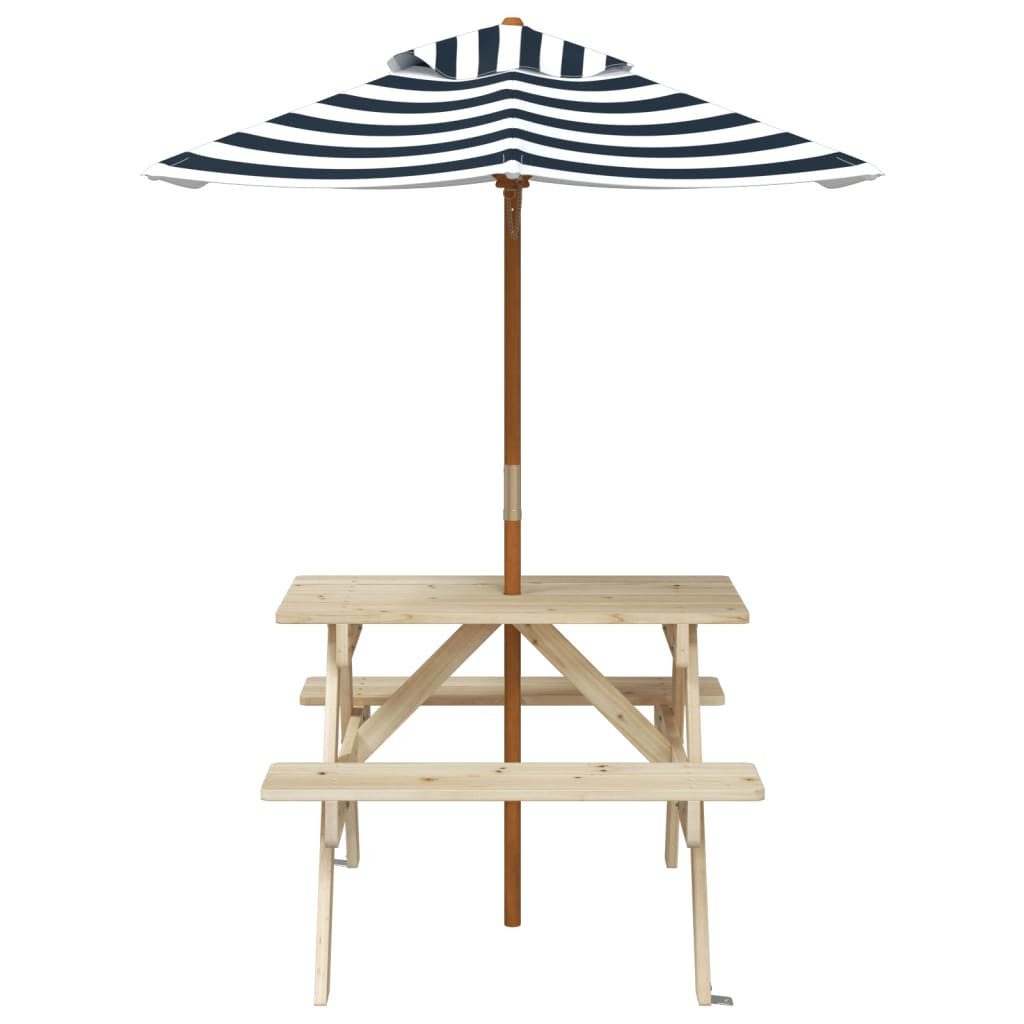 vidaXL Gartentisch Picknicktisch für 4 Kinder mit Sonnenschirm Massivholz Tanne (1-St)