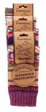 Wowerat Norwegersocken bunte Norweger Socken Baumwolle mit schönem Muster Hygge Damen Mädchen