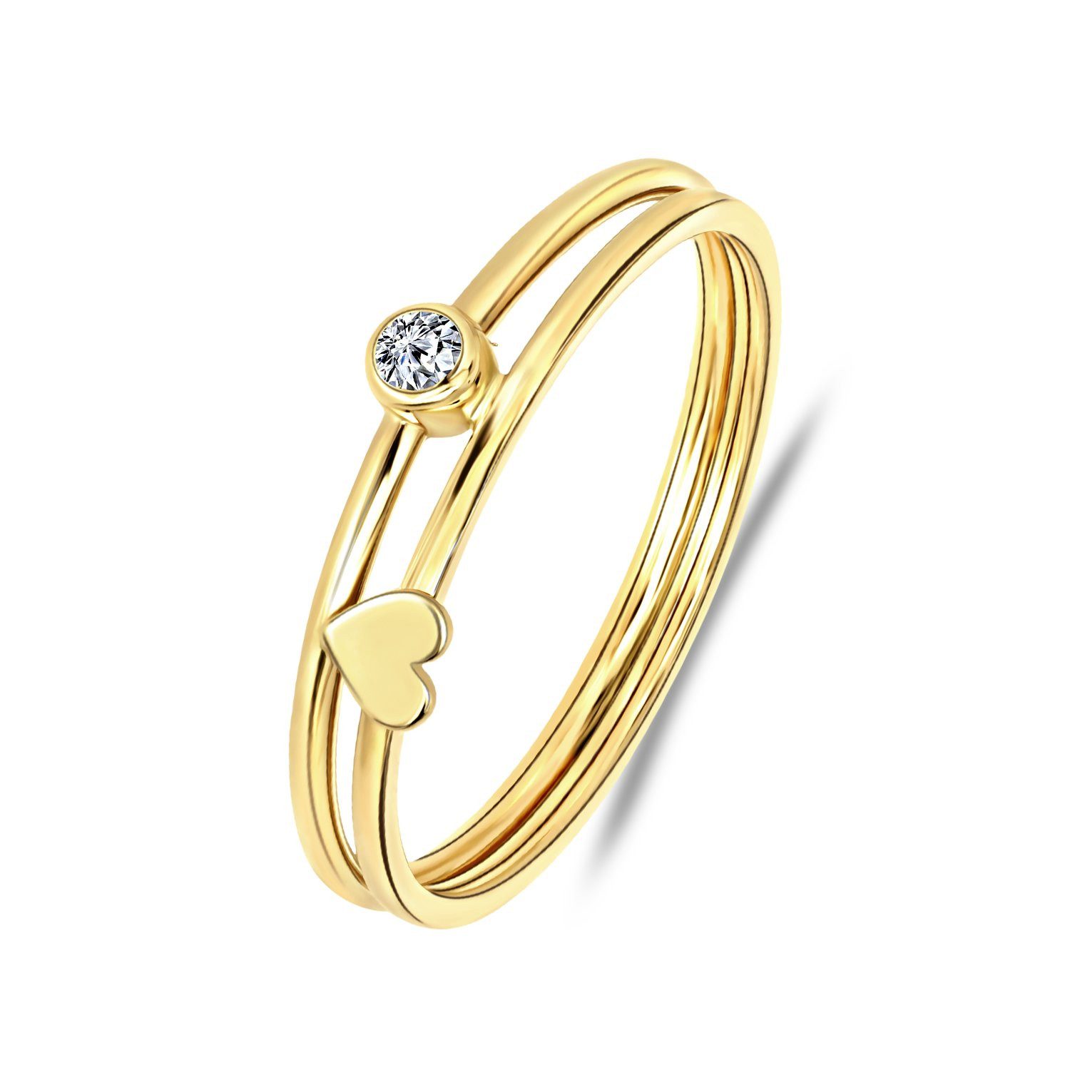 LUCARDI Fingerring Ring - 585 Gold - Gold - Zirkonia - Damen
