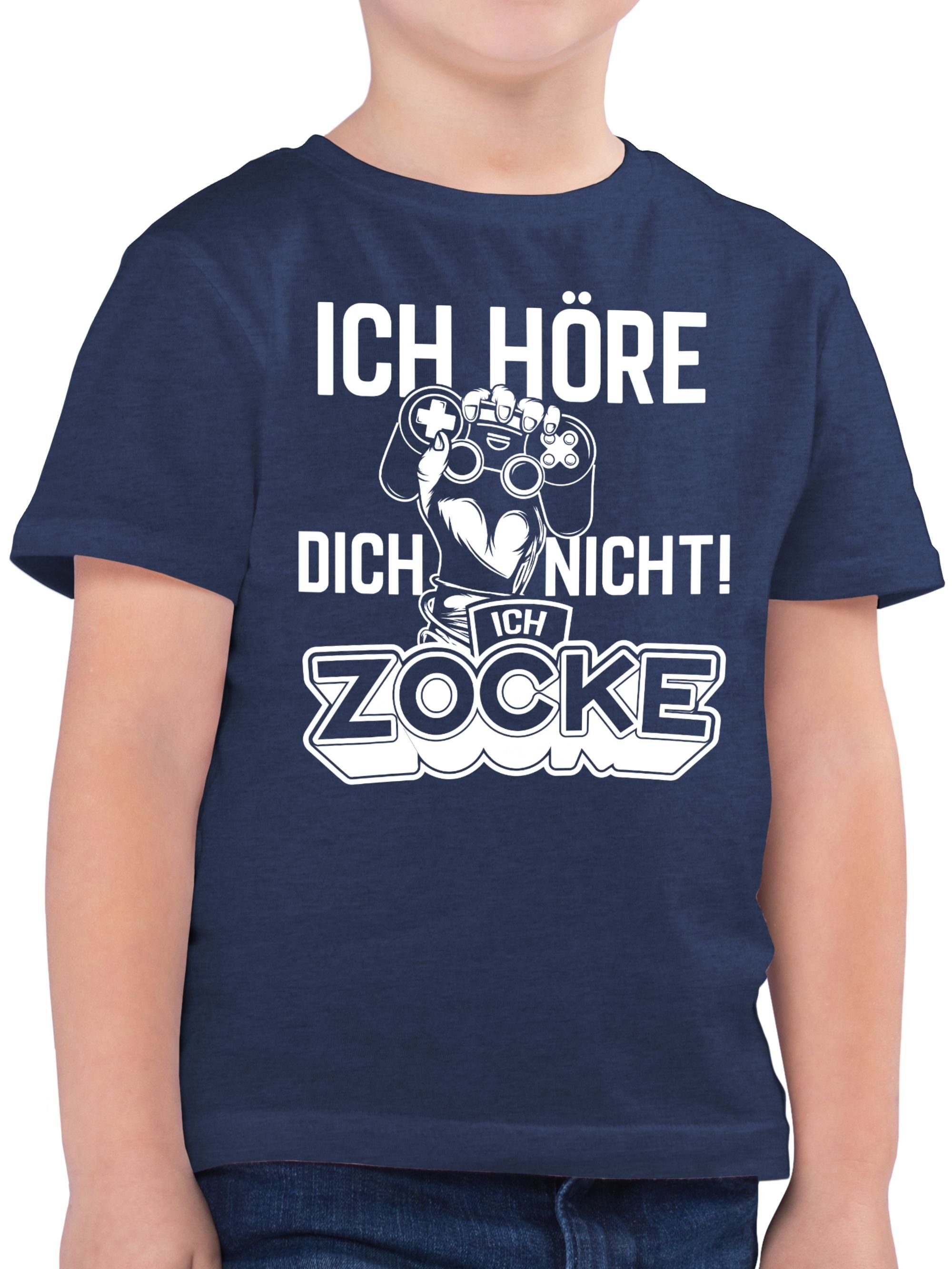 Shirtracer T-Shirt Ich Co dich und Meliert 3 Dunkelblau zocke höre Kinderkleidung nicht ich Hand Controller