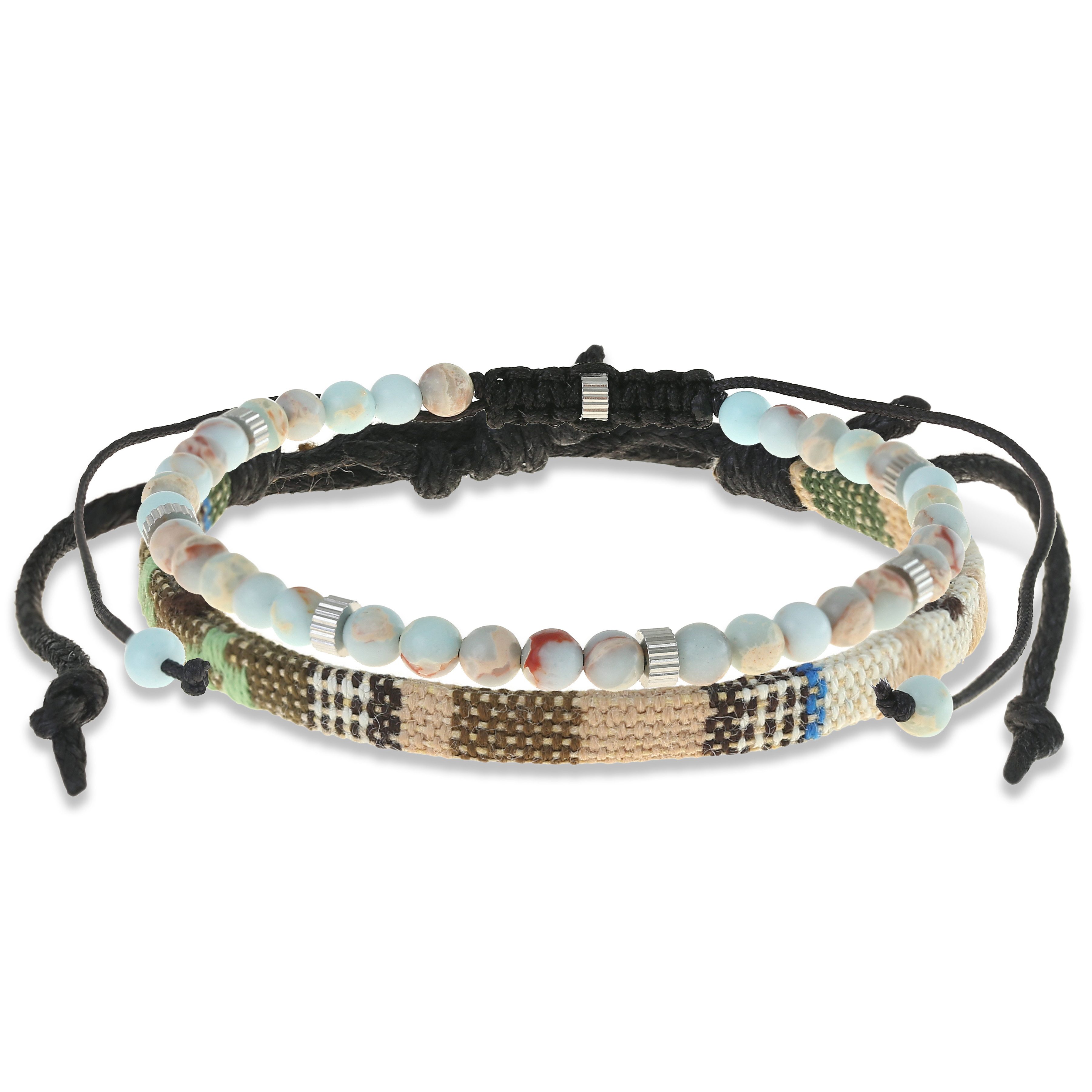 Made by Nami Armband Set Armband Herren Damen bunt mit verschiedenen Armbändern, aus Stoff und Edelstahl - Schlichtes Design - Wasserfest