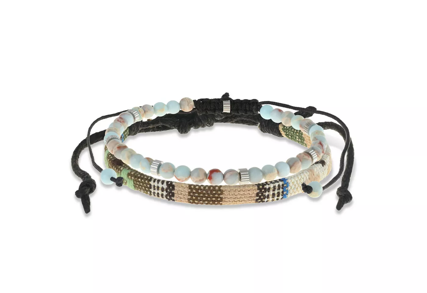 Made by Nami Armband Set Armband Herren Damen bunt mit verschiedenen Armbändern, aus Stoff und Edelstahl - Schlichtes Design - Wasserfest