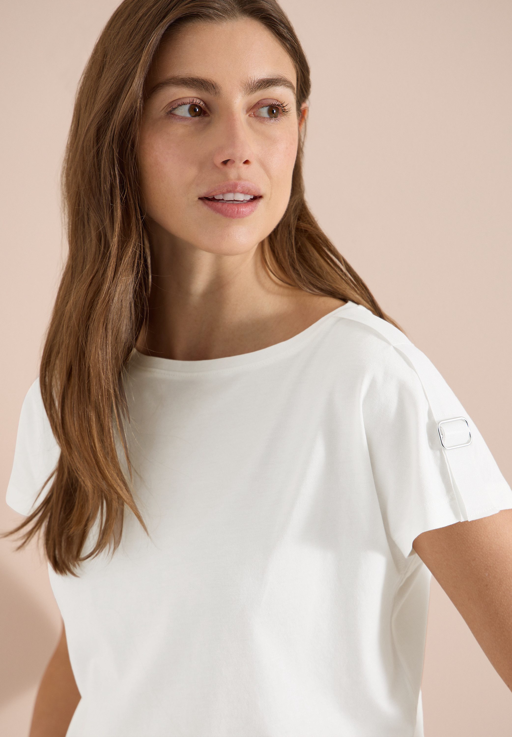 CECIL Kurzarmshirt Sommershirt mit Schnallendetail