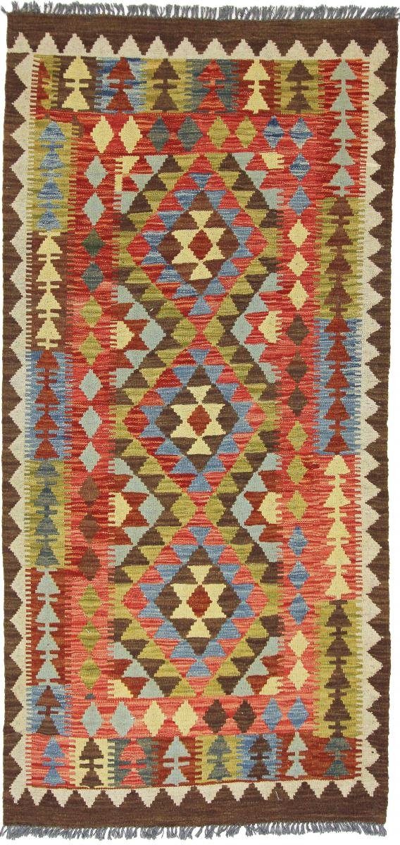 Orientteppich Kelim Afghan 99x204 Handgewebter Orientteppich Läufer, Nain Trading, rechteckig, Höhe: 3 mm