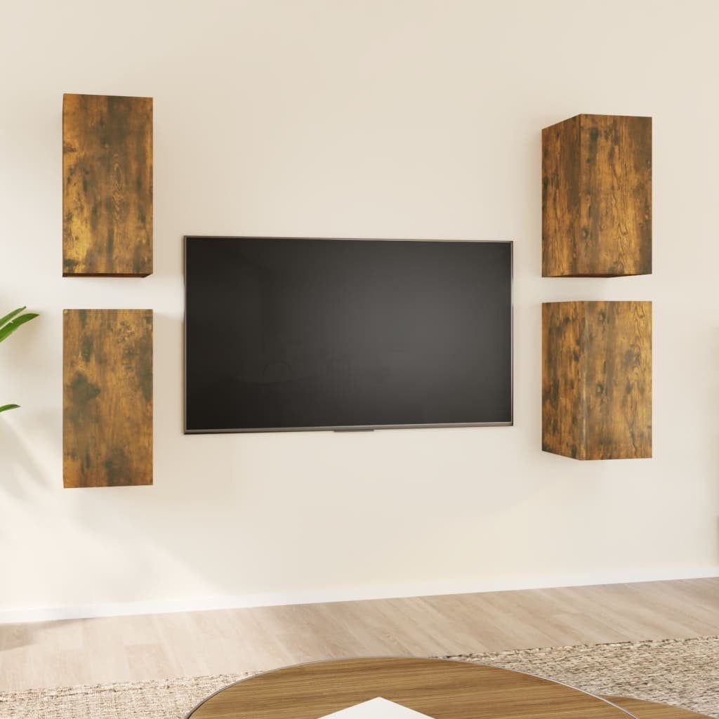 vidaXL TV-Schrank TV-Schränke 4 Stk. Räuchereiche 30,5x30x60 cm Holzwerkstoff (4-St)