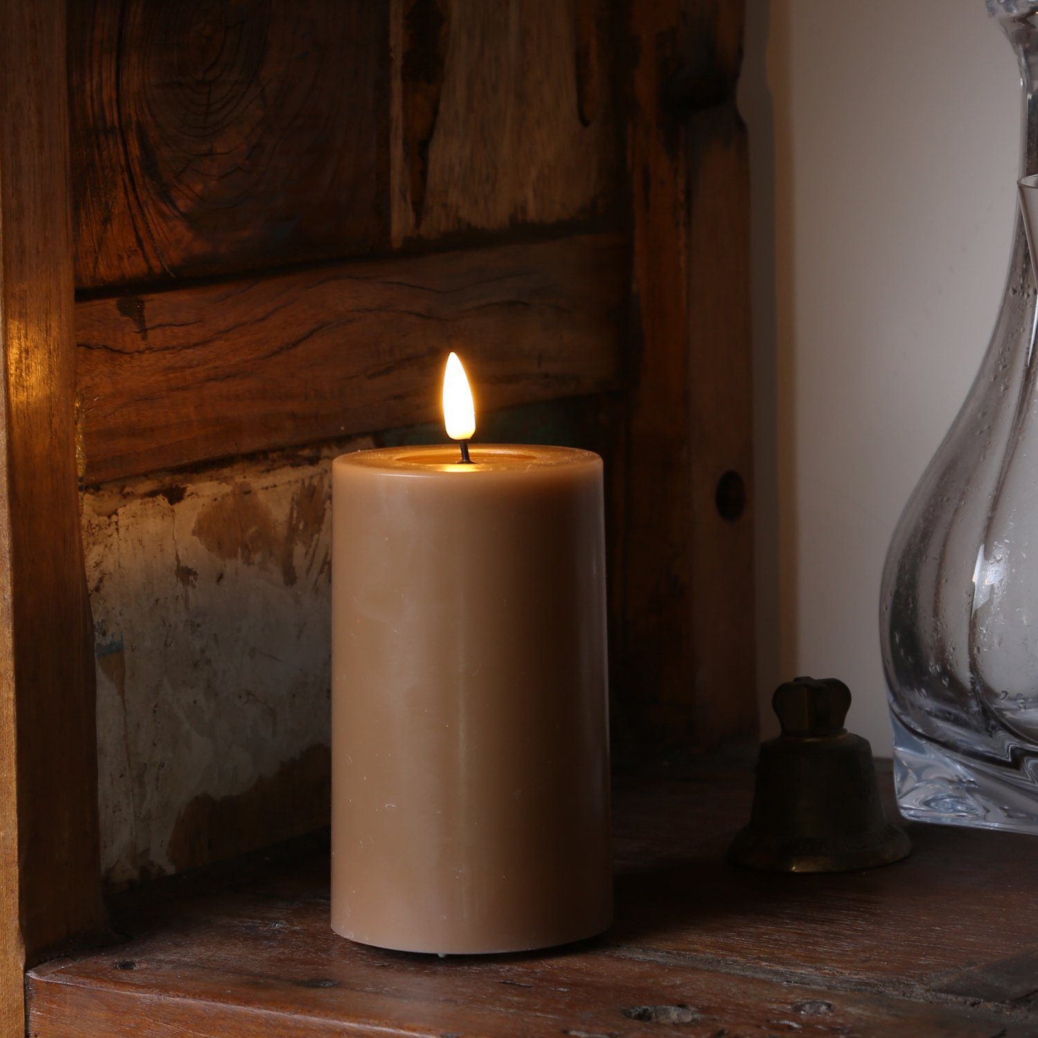 Deluxe Homeart LED-Kerze Mia Echtwachs Deluxe Wachsspiegel flackernd H: 12, günstig online kaufen