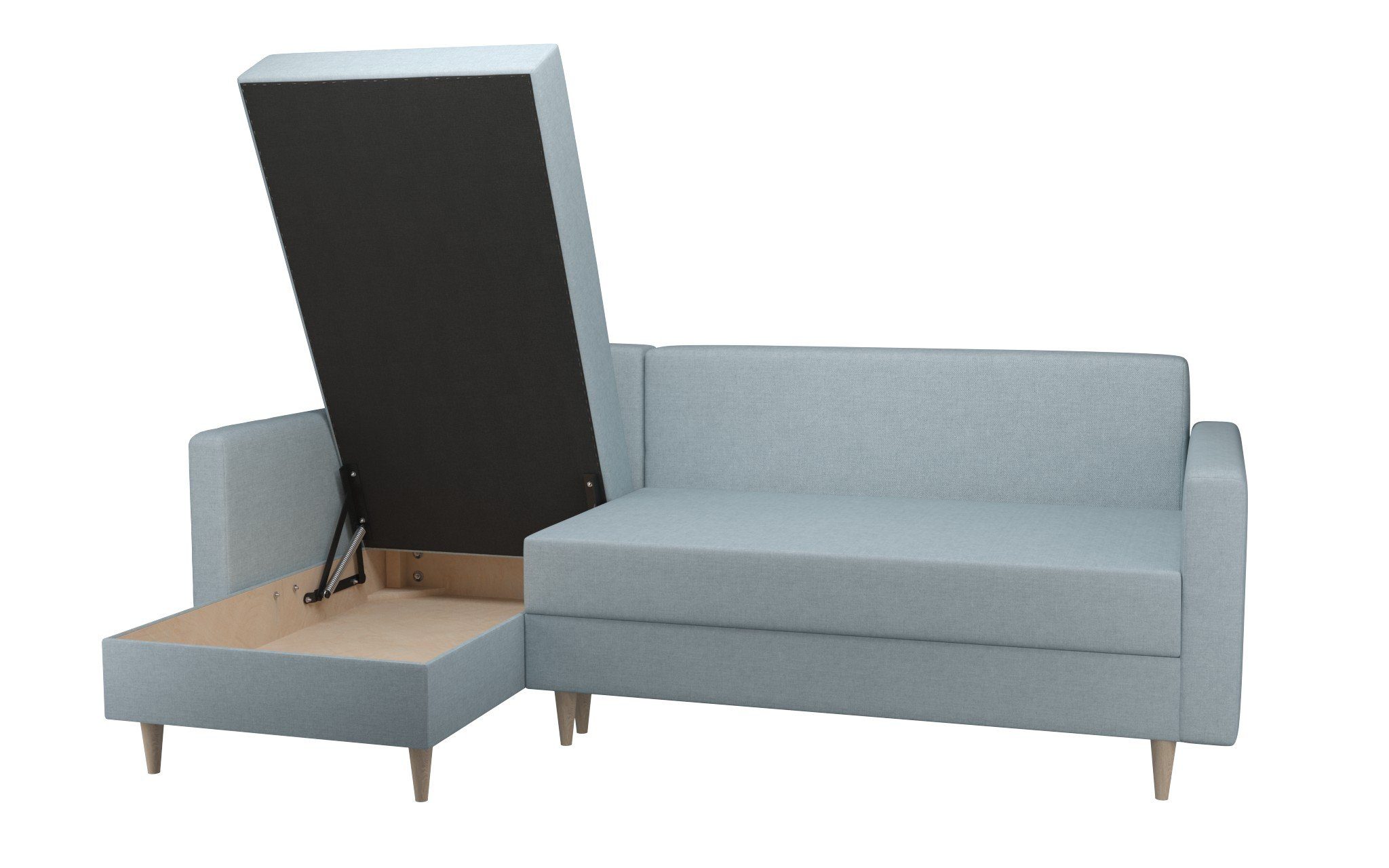 CALISTO mit EU Schlafsofa Bettkästen, in Hellblau L-Form Made mit Polstercouch Schlaffunktion, SA72 2 Furnix