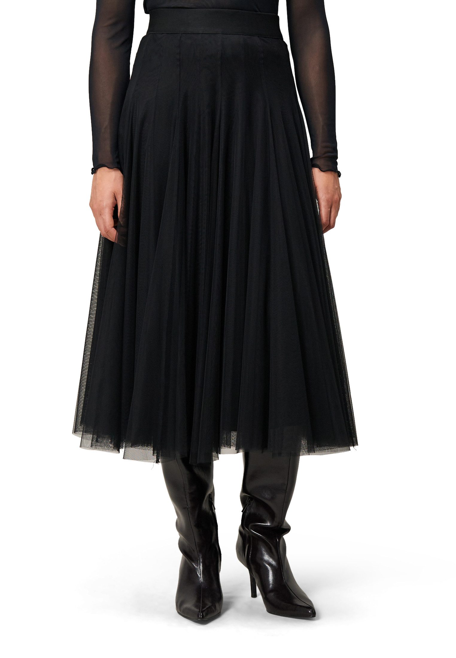 Zero Midirock Damen Meshrock mit Gummibund Falten günstig online kaufen